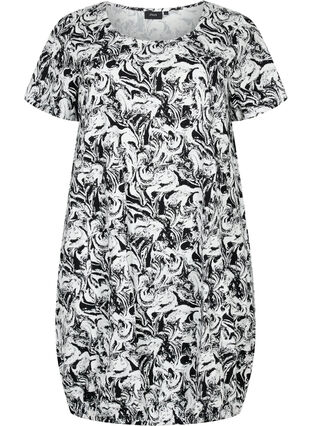 Short-sleeved, printed cotton dress, Swirl AOP, Packshot image number 0