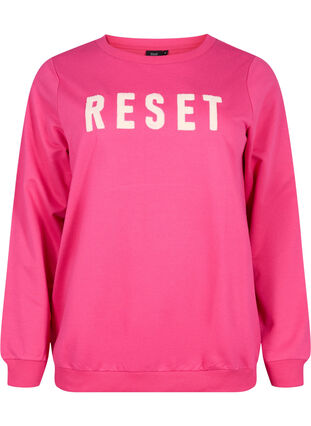 Sweatshirt with text, Fuchsia P. W. Reset, Packshot image number 0