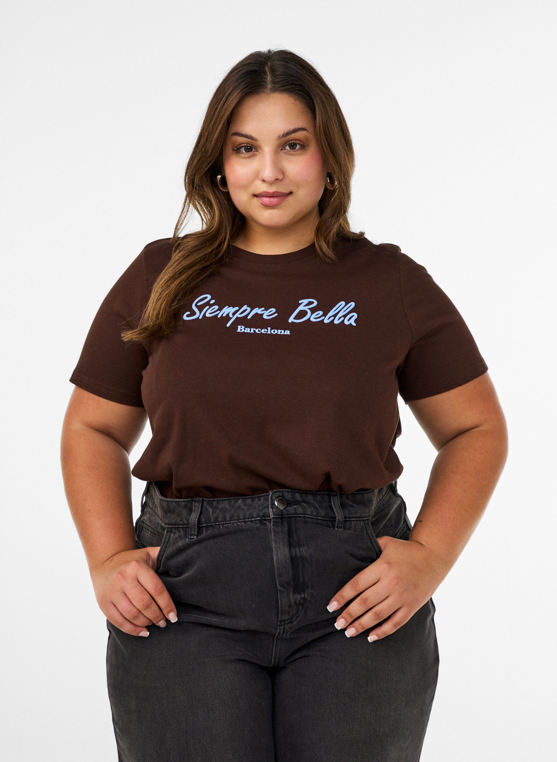 ZizzifashionT-shirt in organic cotton with print, Brown, Model image number 0