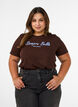 T-shirt in organic cotton with print, Brown, Model image number 0