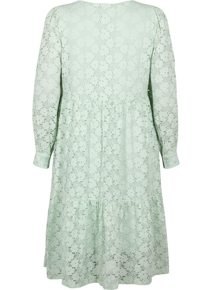 Lace dress with long sleeves, Pastel Green , Packshot image number 1