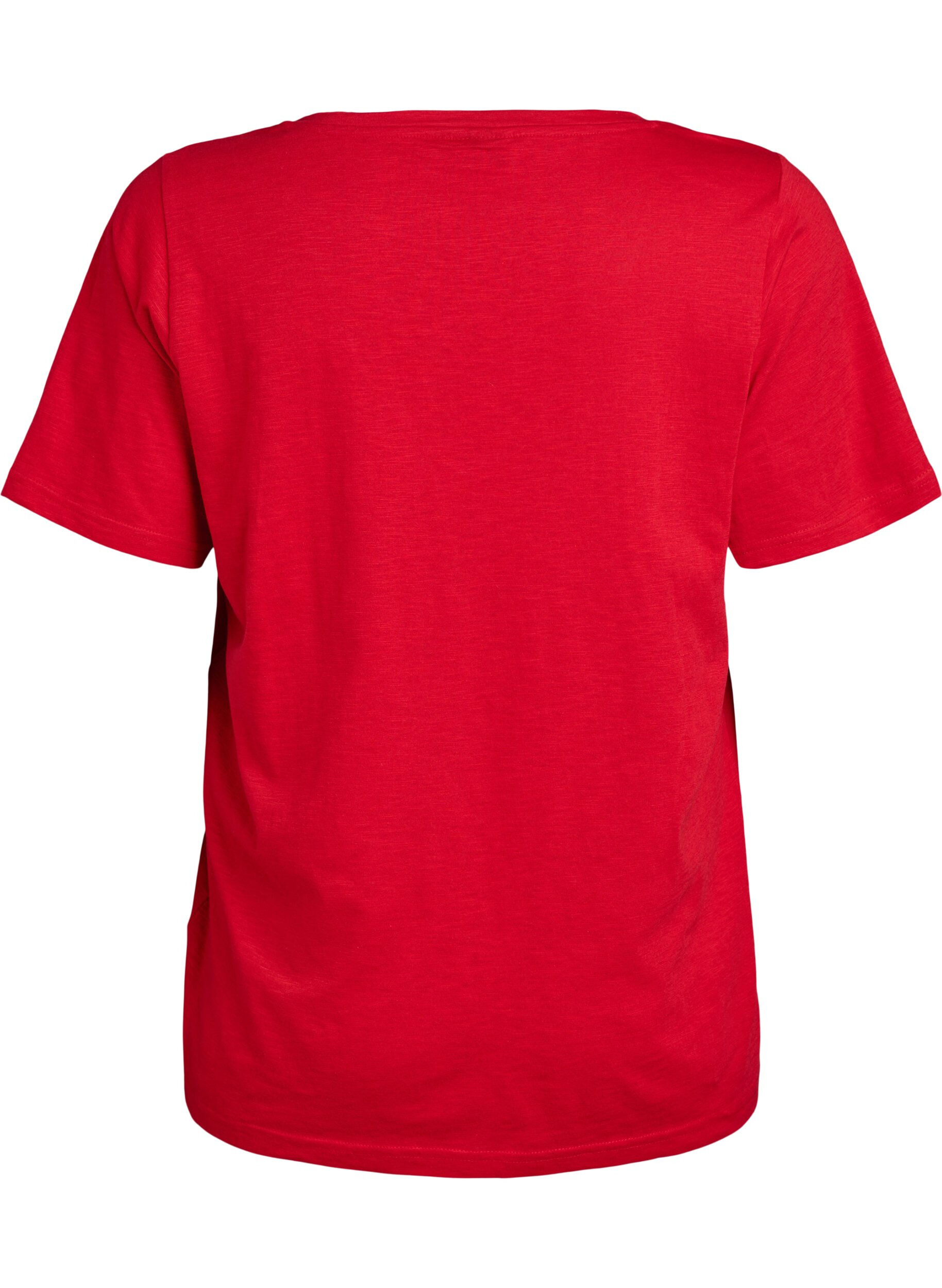 ZizzifashionShort sleeve basic t-shirt with v-neck, Red, Packshot image number 1