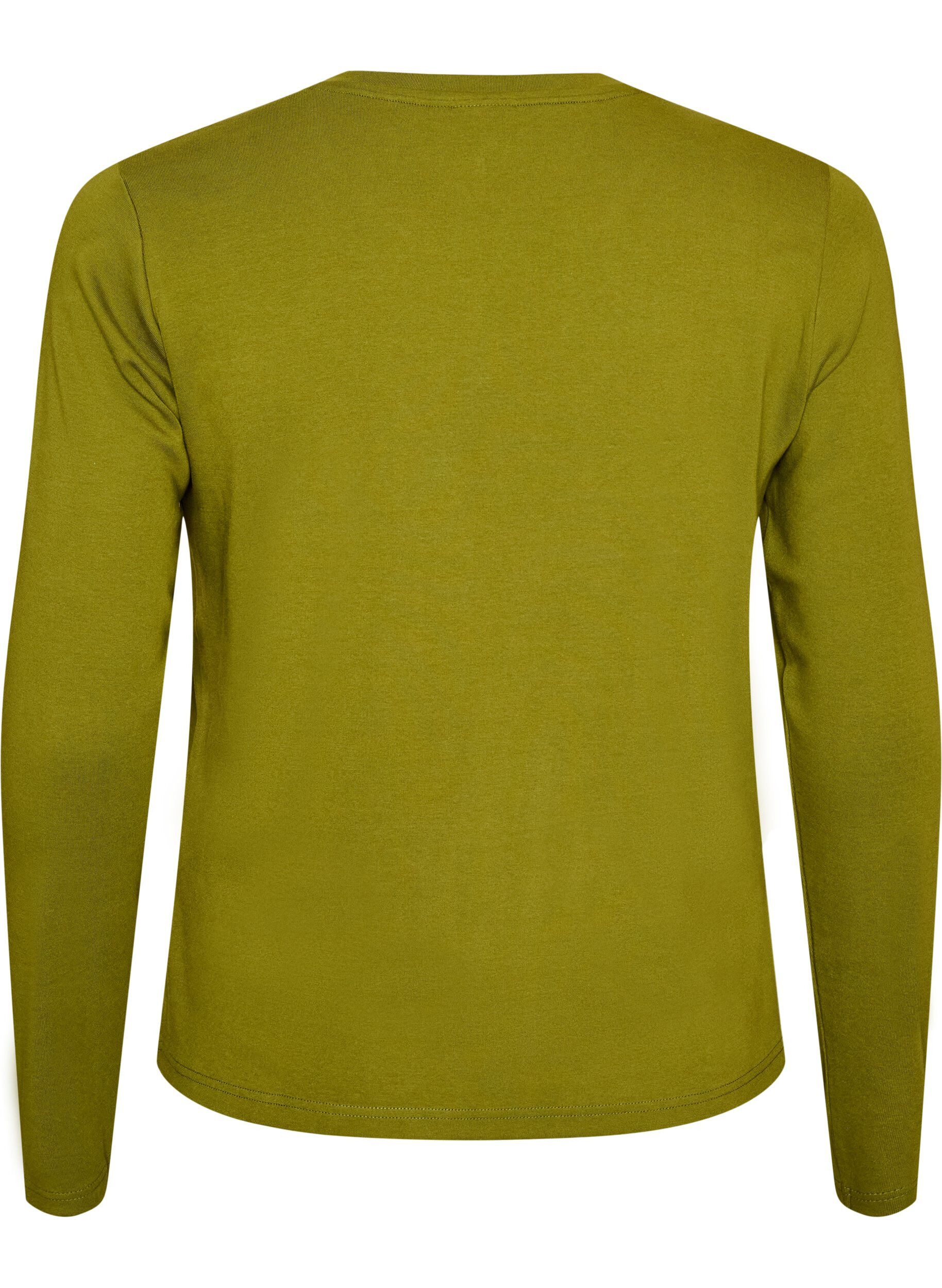 ZizzifashionLong-sleeved basic T-shirt with a round neck, Green, Packshot image number 1