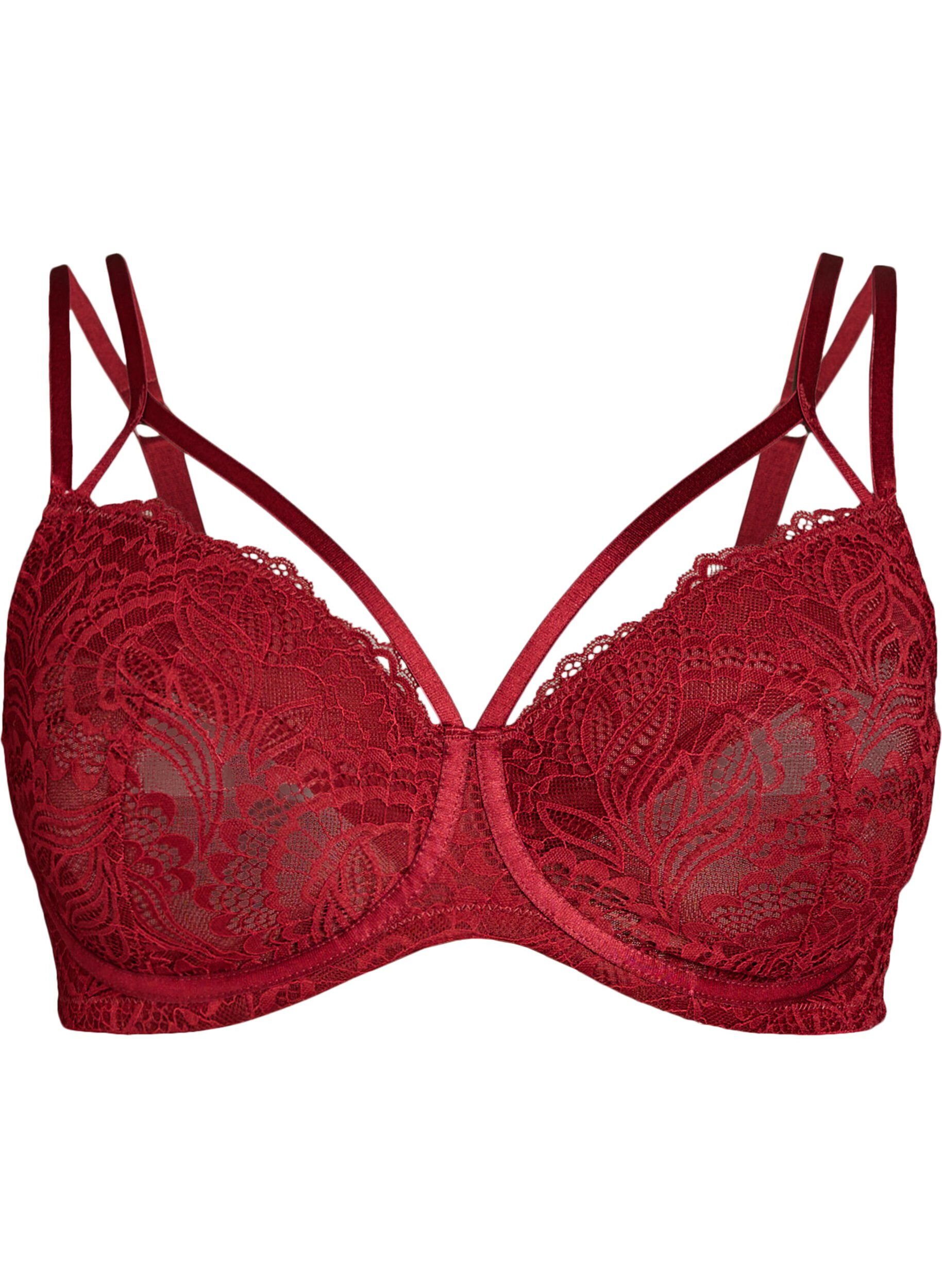 ZizzifashionFull coverage bra with lace and double straps, Black, Packshot image number 0