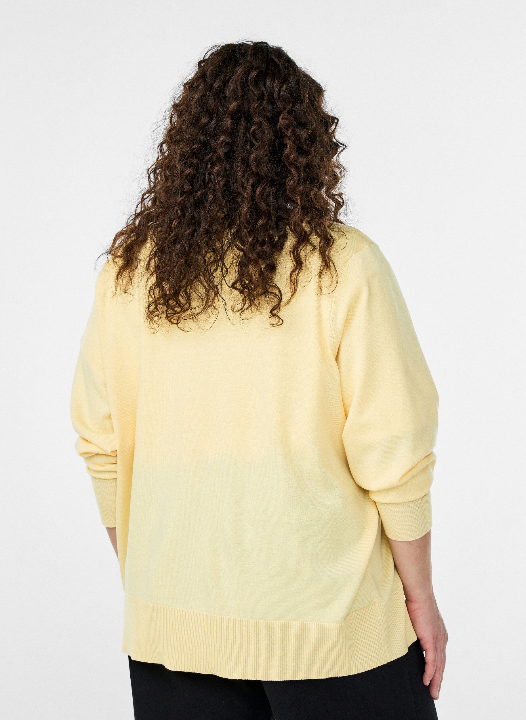 Zizzifashion FLASH - Fine-knit cardigan with round neck, Yellow, Model image number 2