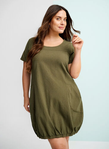 Short sleeve cotton dress, Ivy Green, Image image number 0