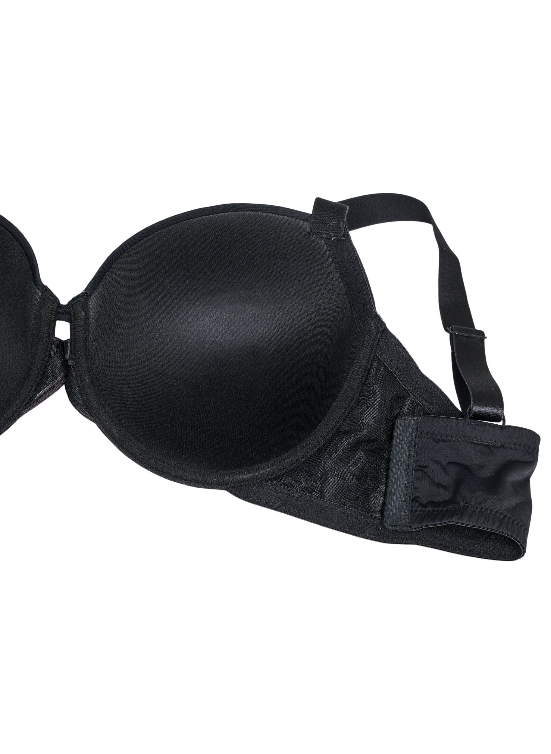 Zizzifashion Moulded bra with cross detail, Black, Packshot image number 3