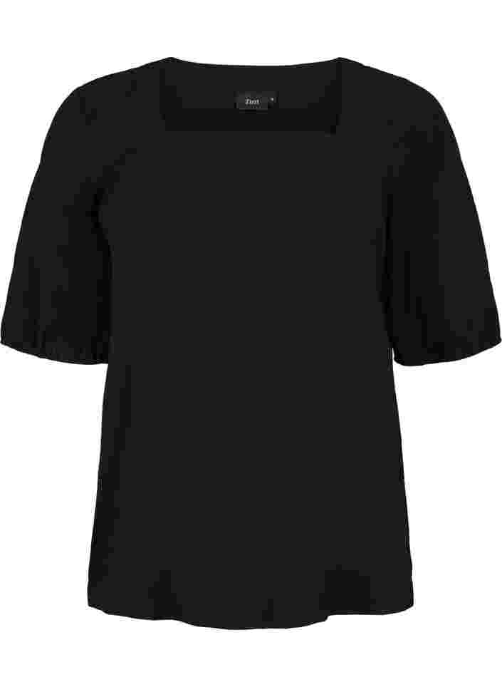 Balloon sleeve blouse, Black, Packshot image number 0