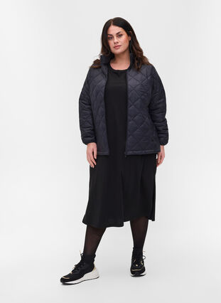Lightweight quilted jacket with zip and pockets, Black, Model image number 2