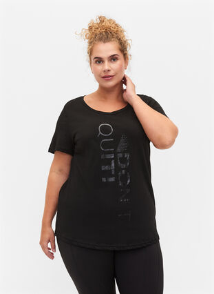 Training T-shirt with print, Black Don't Quit , Model image number 0