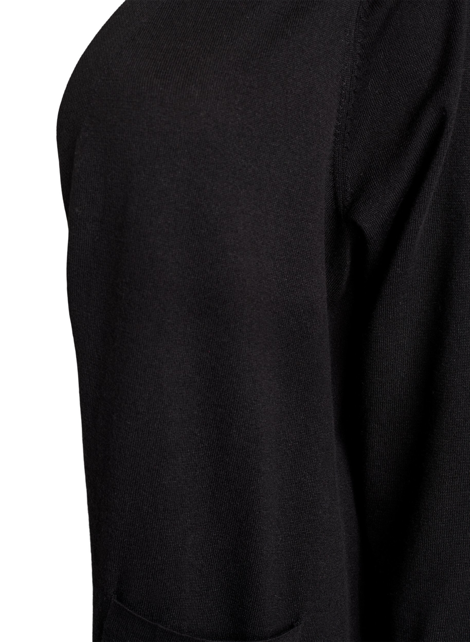 Zizzifashion Long, open cardigan with pockets, Black, Packshot image number 2