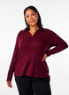 Jersey blouse with collar and cable pattern, Dark Bordeaux, Model image number 0