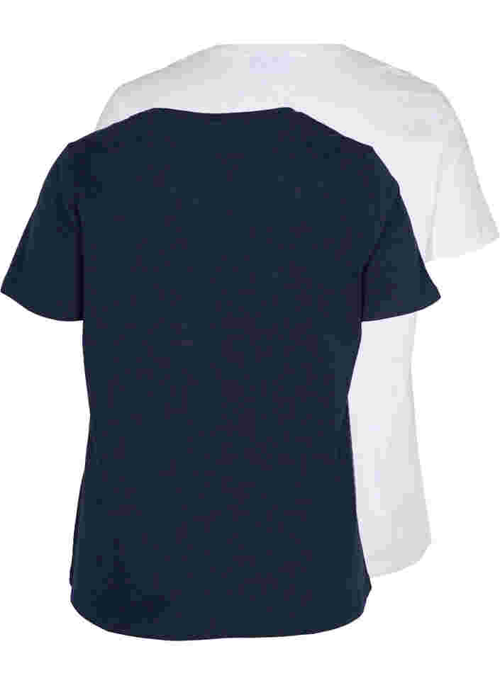 Basics cotton t-shirt 2-pack, Navy B/B White, Packshot image number 1