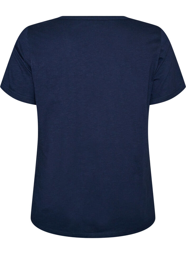 T-shirt with button detail, Blue, Packshot image number 1