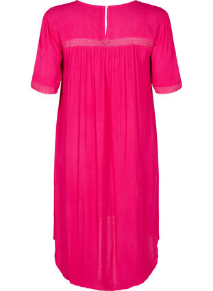 Viscose dress with lace band, Bright Rose, Packshot image number 1