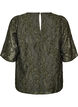 Jacquard blouse with sparkly details and puff sleeves, Green, Packshot image number 1