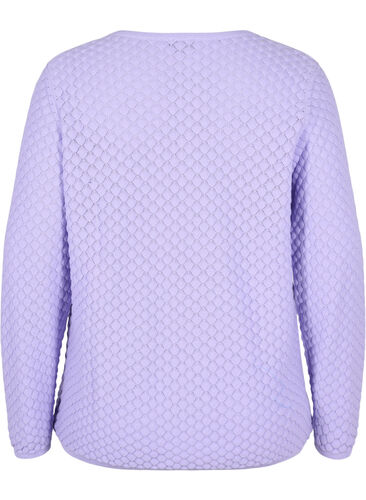 Patterned knitted top with v-neckline, Lavender, Packshot image number 0