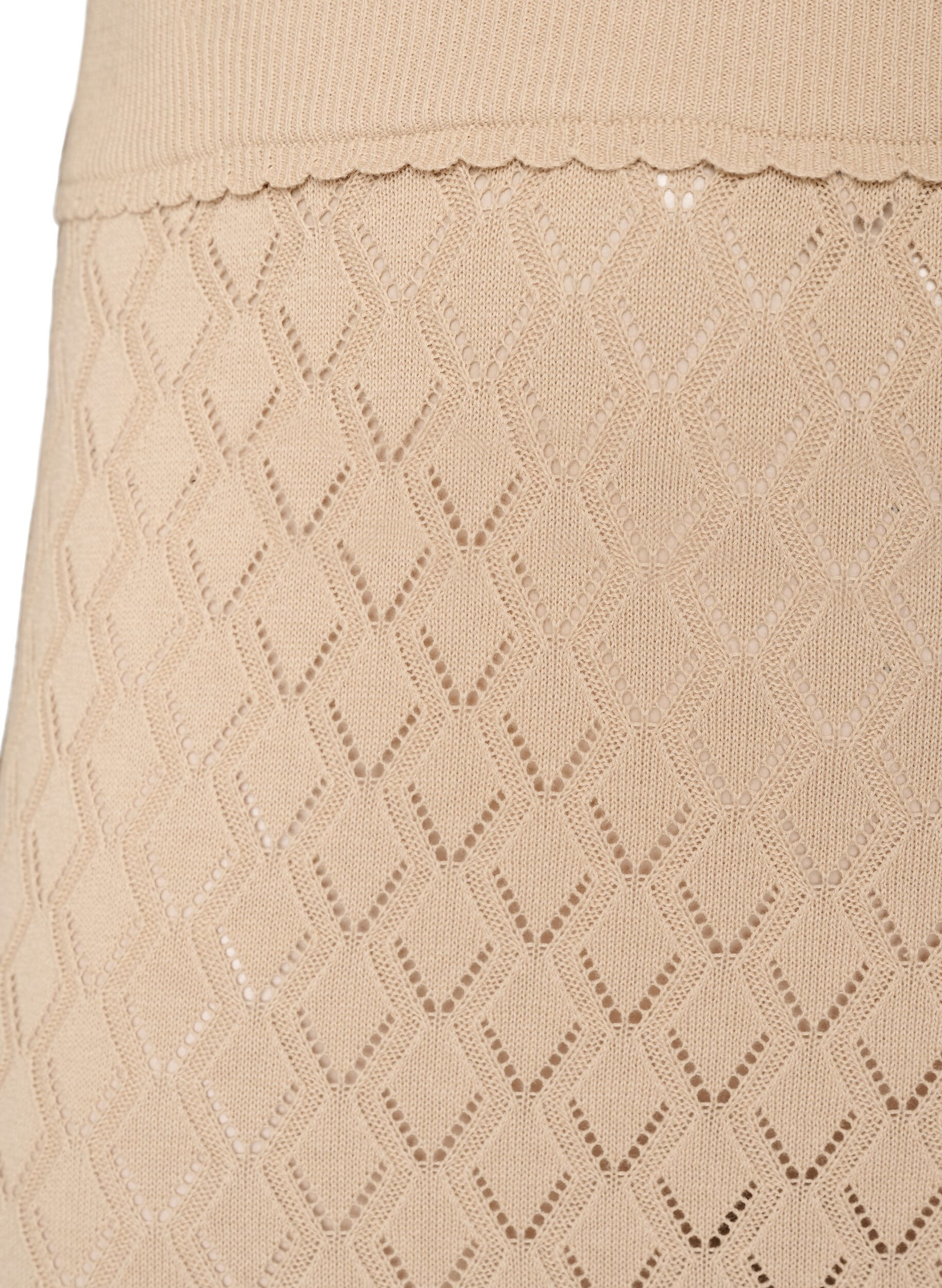 Zizzifashion Knitted skirt with eyelet embroidery, Beige, Packshot image number 2
