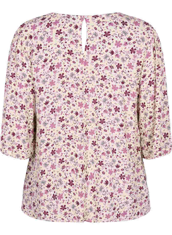 Viscose blouse with floral print, White Flower, Packshot image number 1