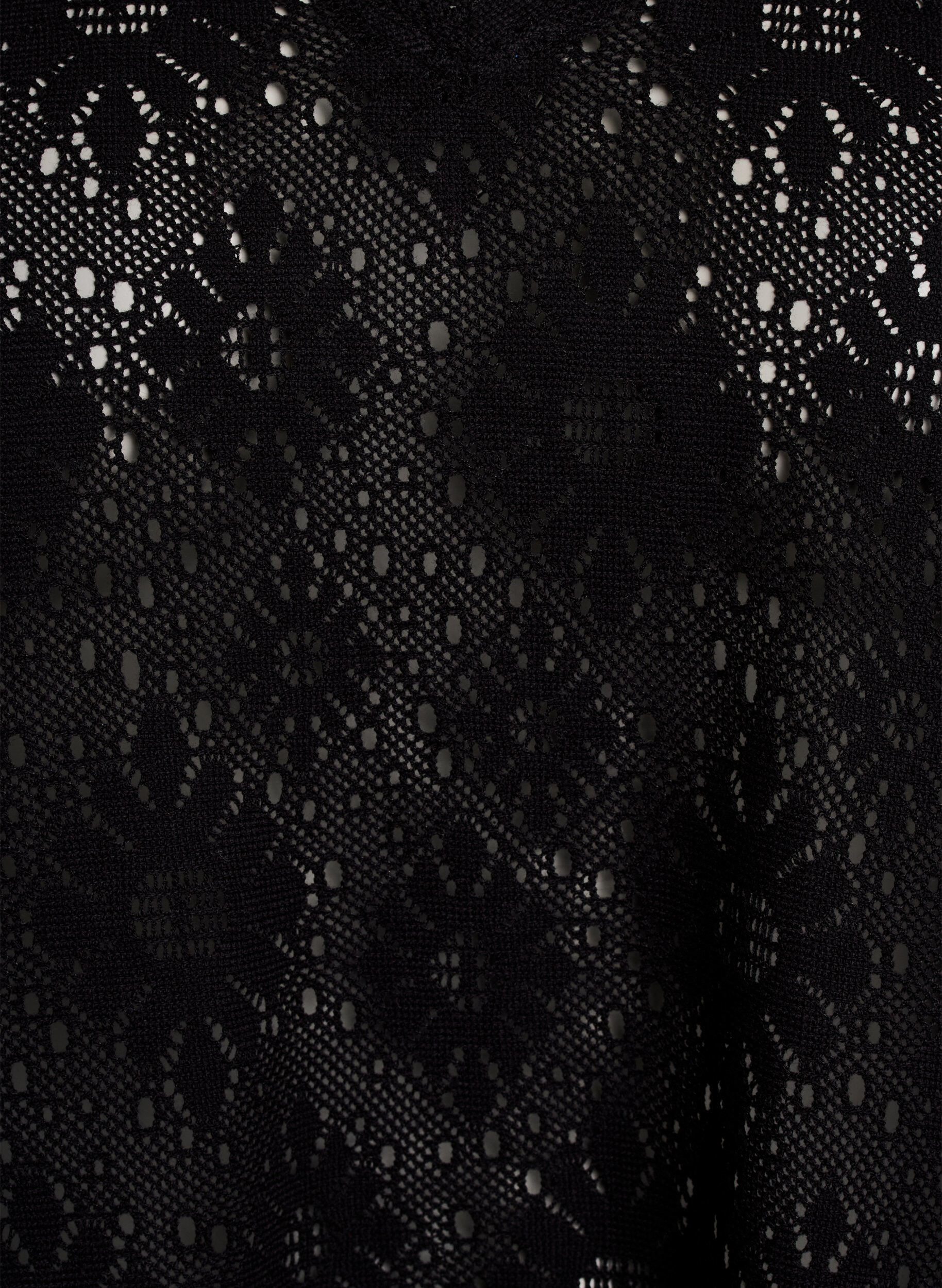 Zizzifashion Blouse with an openwork pattern and short sleeves, Black, Packshot image number 2