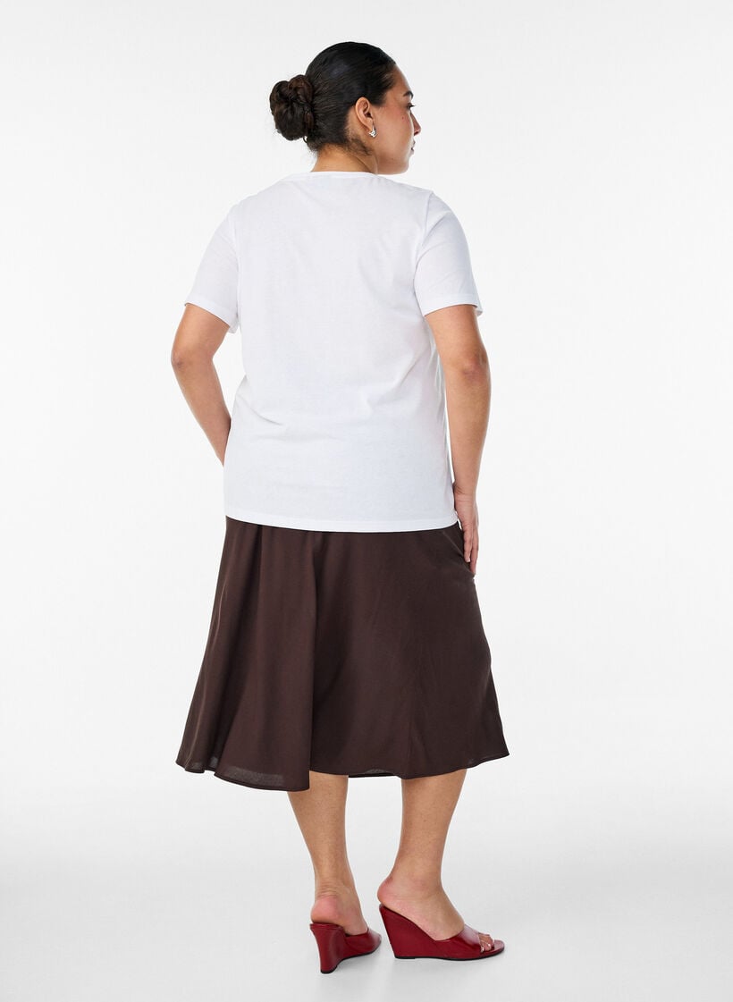 Viscose skirt with an elasticated waist, Brown, Model image number 1