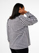 Checked shirt blouse with ruffle details, Black/W. Gingham, Model image number 1