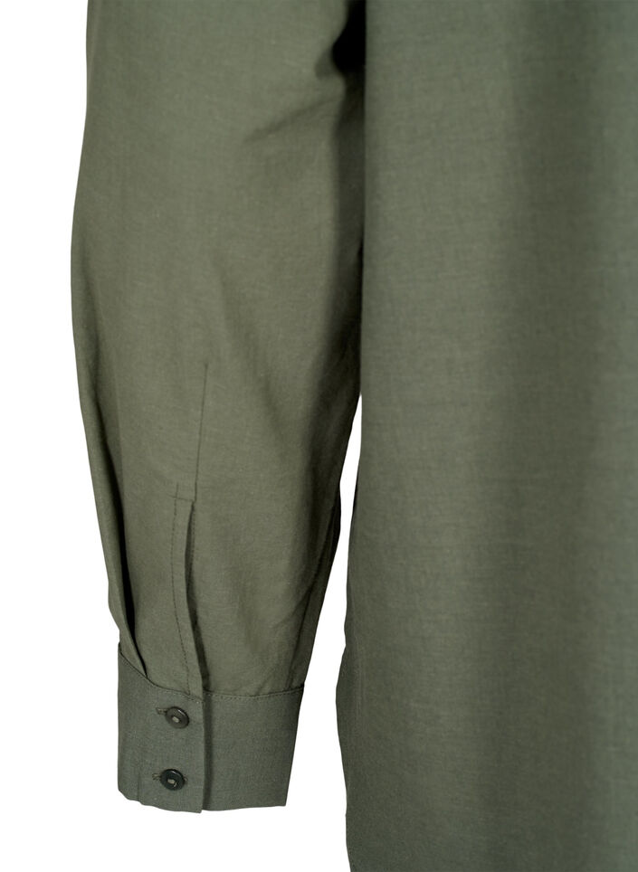 Cotton shirt with broderie anglaise, Thyme, Packshot image number 4