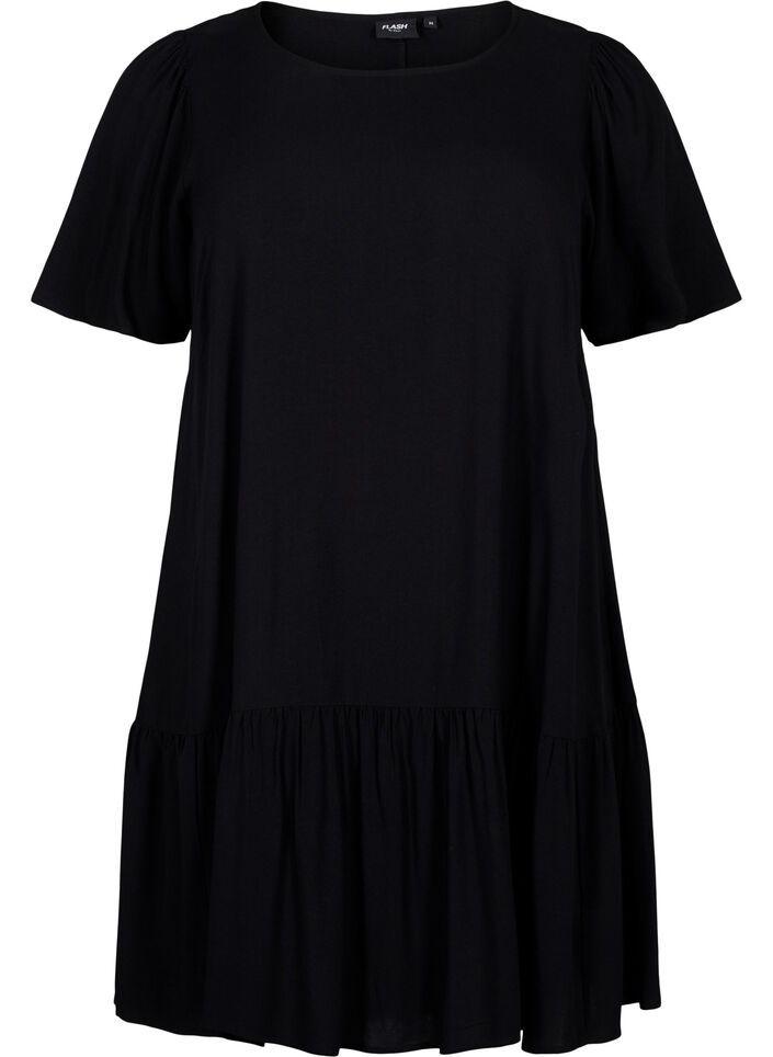 Dress in viscose with cutline, Black, Packshot image number 0
