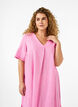 Cotton blend kaftan dress with linen, Pink, Model image number 2