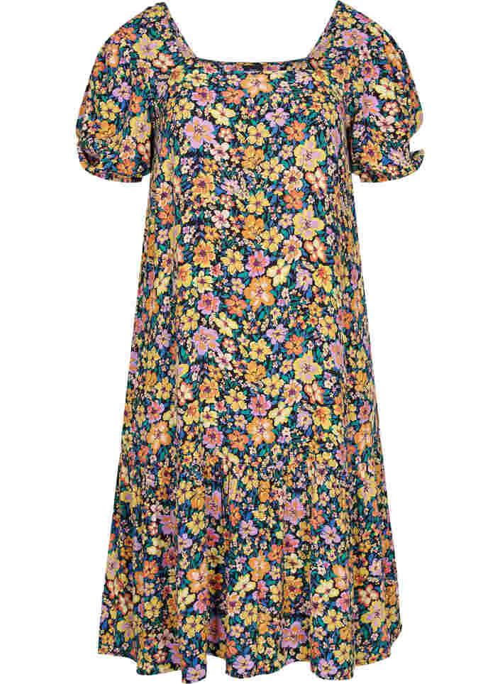 Floral viscose midi dress, Multi Flower AOP, Packshot image number 0