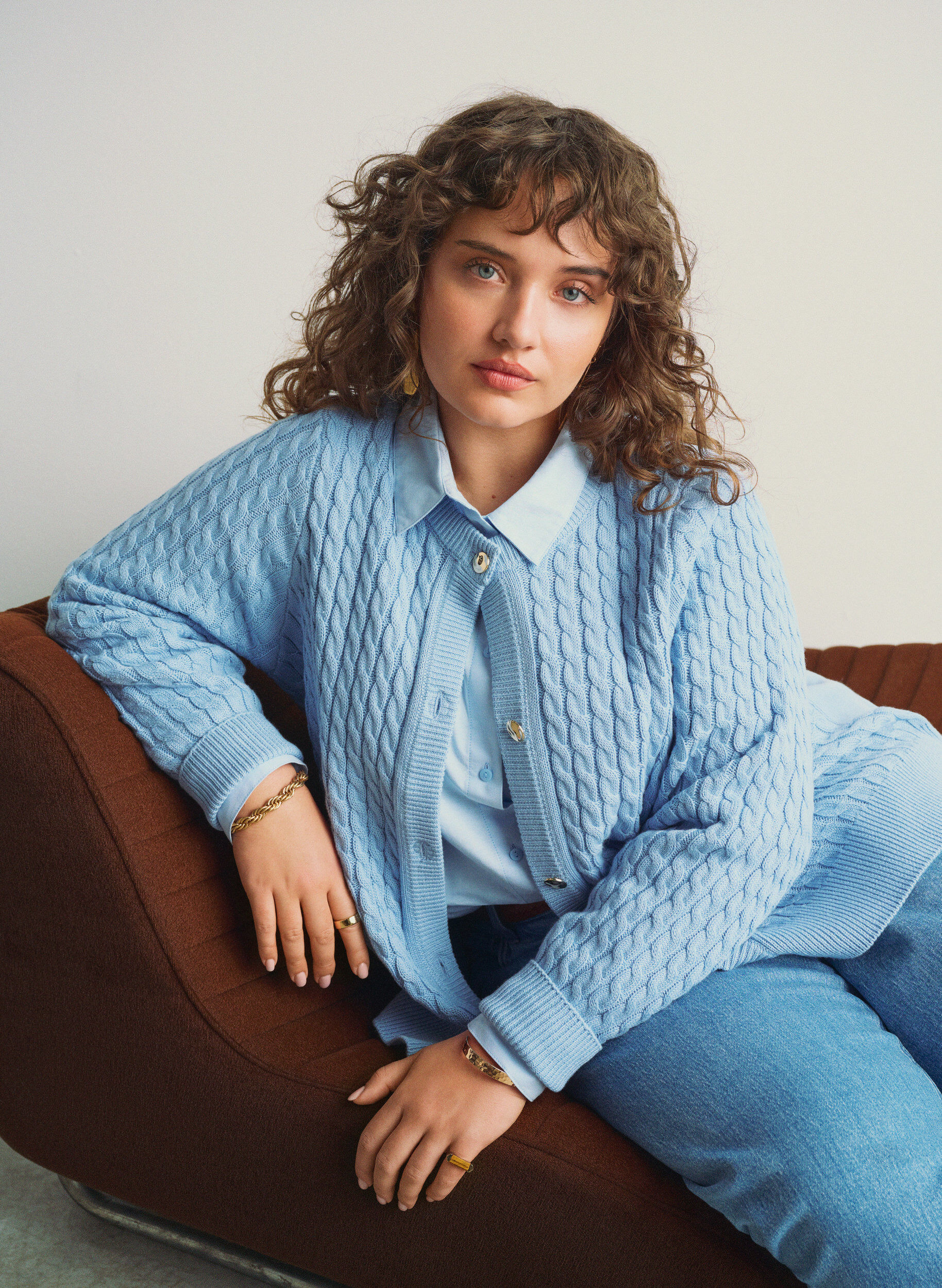 Zizzifashion Long-sleeved cotton shirt, Blue, Image image number 0