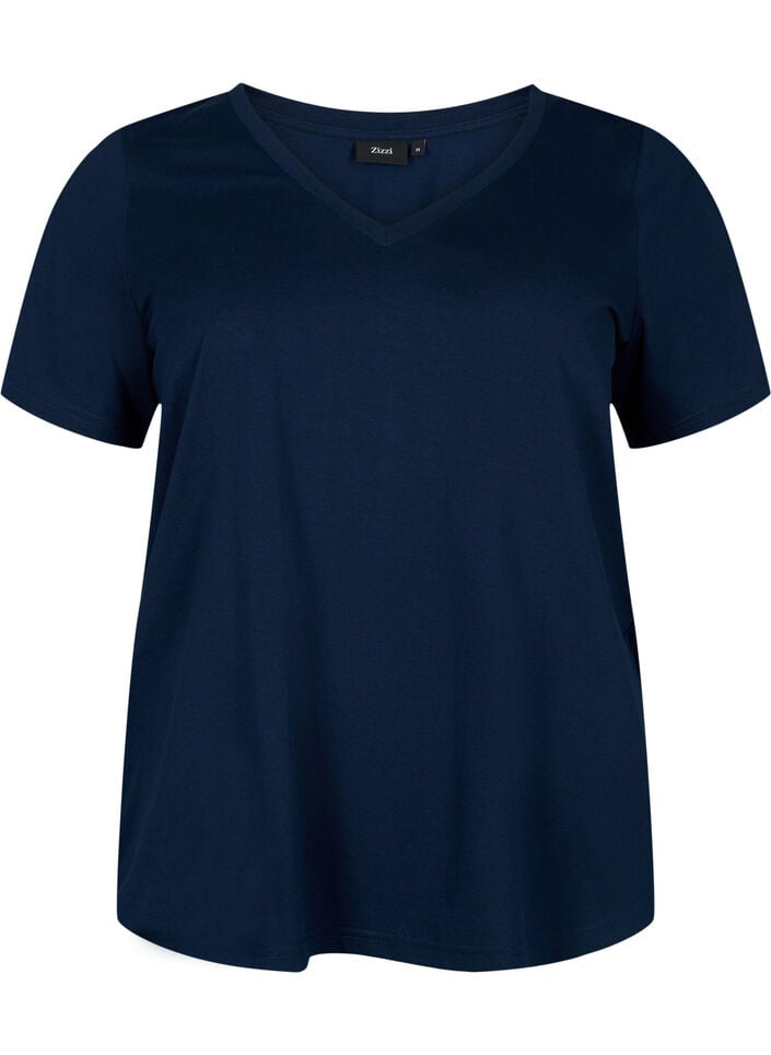 Short sleeve t-shirt with v-neckline, Blue, Packshot image number 0