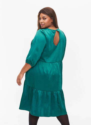 Dress with back detail and 3/4 sleeves, Evergreen, Model image number 1