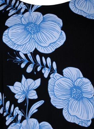 FLASH - Short sleeve viscose blouse with print, Black Big Bl.Flower, Packshot image number 2