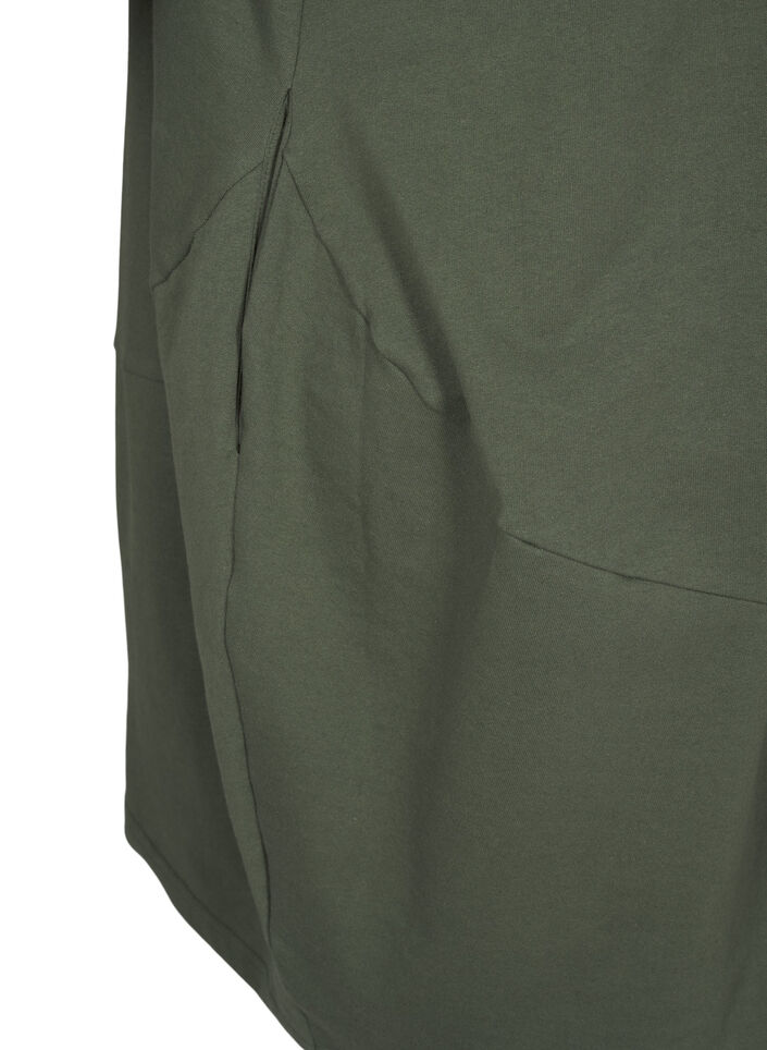 Balloon dress in cotton with pockets, Green, Packshot image number 4