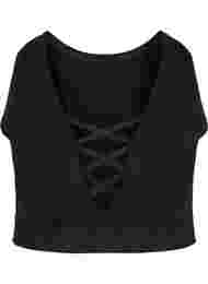 Seamless bra with string details, Black, Packshot
