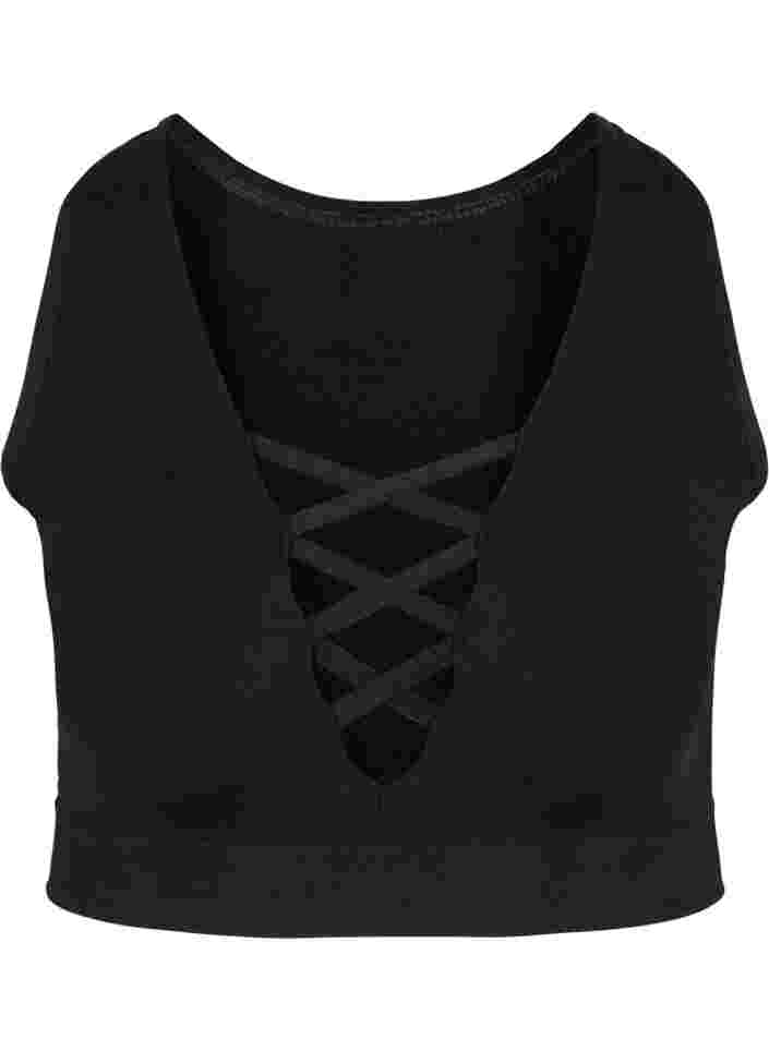 Seamless bra with string details, Black, Packshot image number 0