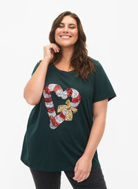 Christmas T-shirt with sequins, Scarab W. Stock, Model