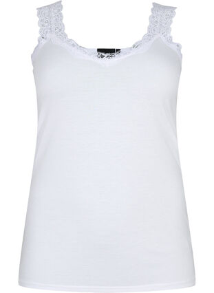 2-pack top with lace, Bright White / Black, Packshot image number 2