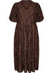 Midi dress with floral jacquard, Brown, Packshot image number 0