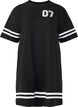 Short T-shirt dress with sporty details, Black, Packshot image number 0
