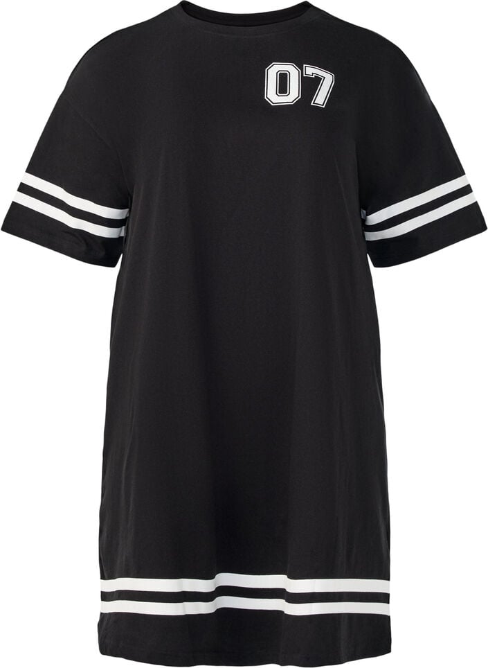 Short T-shirt dress with sporty details, Black, Packshot image number 0