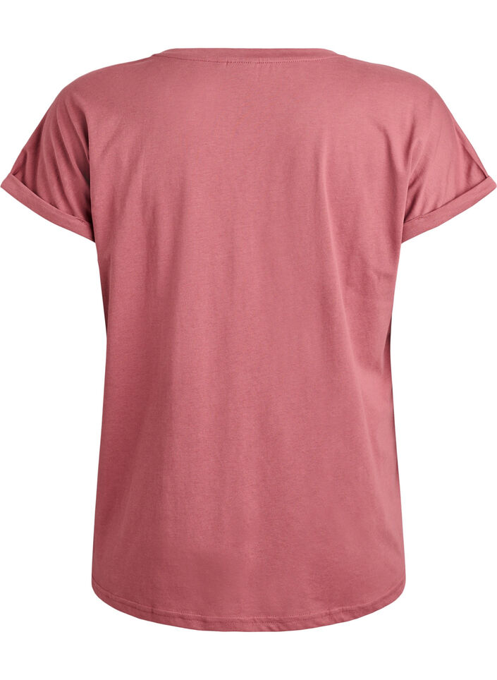 Short-sleeved cotton blend t-shirt, Rose, Packshot image number 1