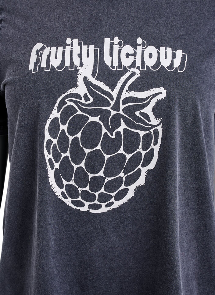 T-shirt in organic cotton with graphic print, Grey, Packshot image number 2