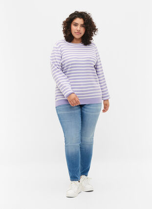 Knitted top in rib, Lavender Comb., Model image number 2