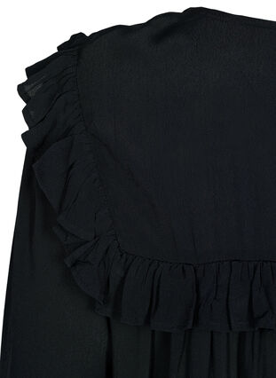 Viscose tunic with ruffles, Black, Packshot image number 3