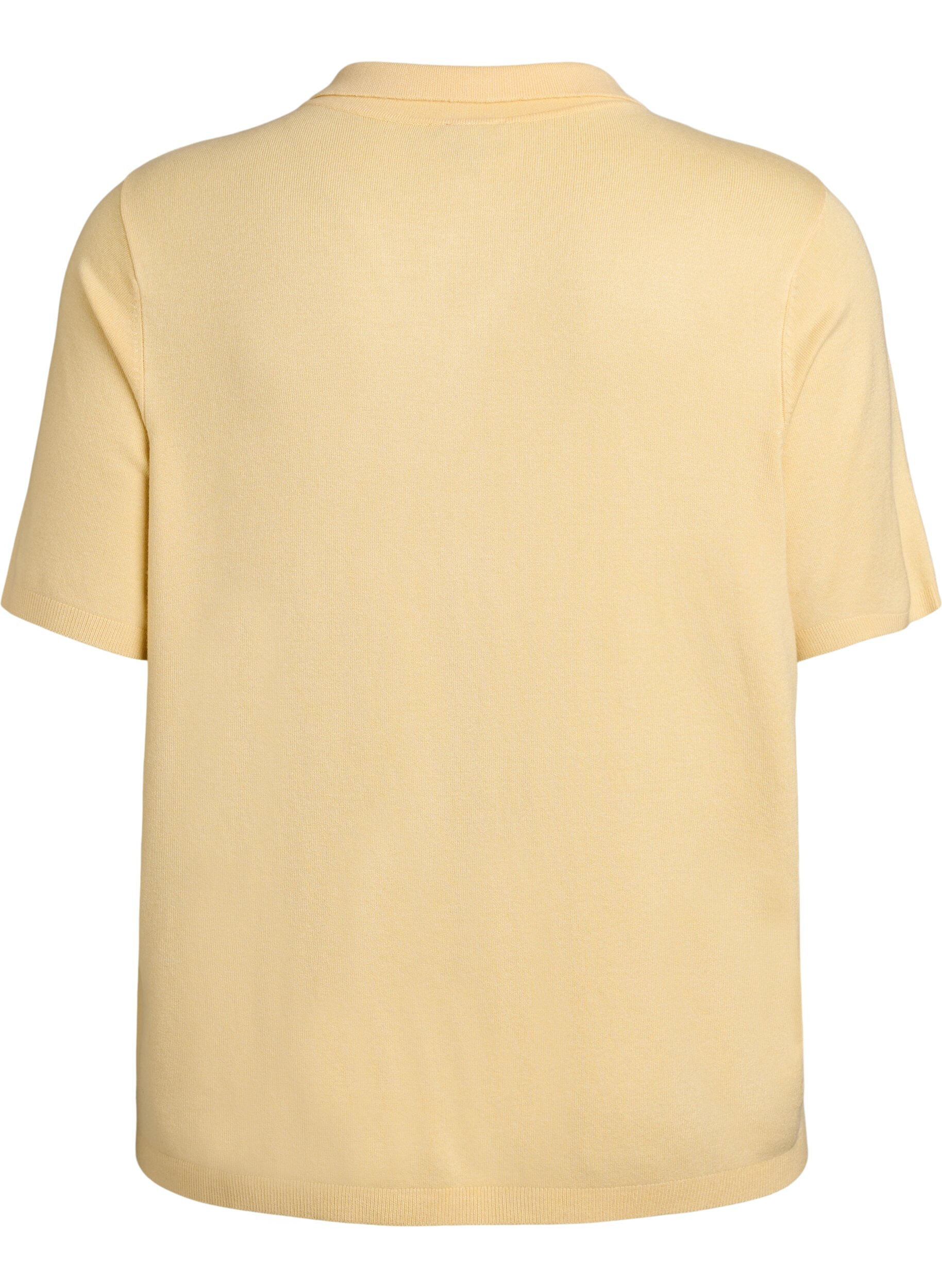 Zizzifashion Fine-knit polo shirt with short sleeves, Yellow, Packshot image number 1