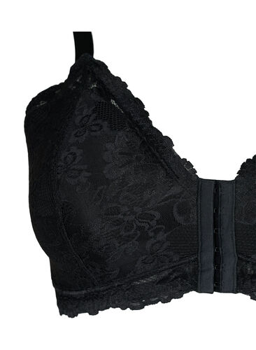 Lace bra with front closure, Black, Packshot image number 2