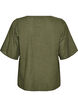 Short-sleeved cotton shirt with a V-neck, Green, Packshot image number 1