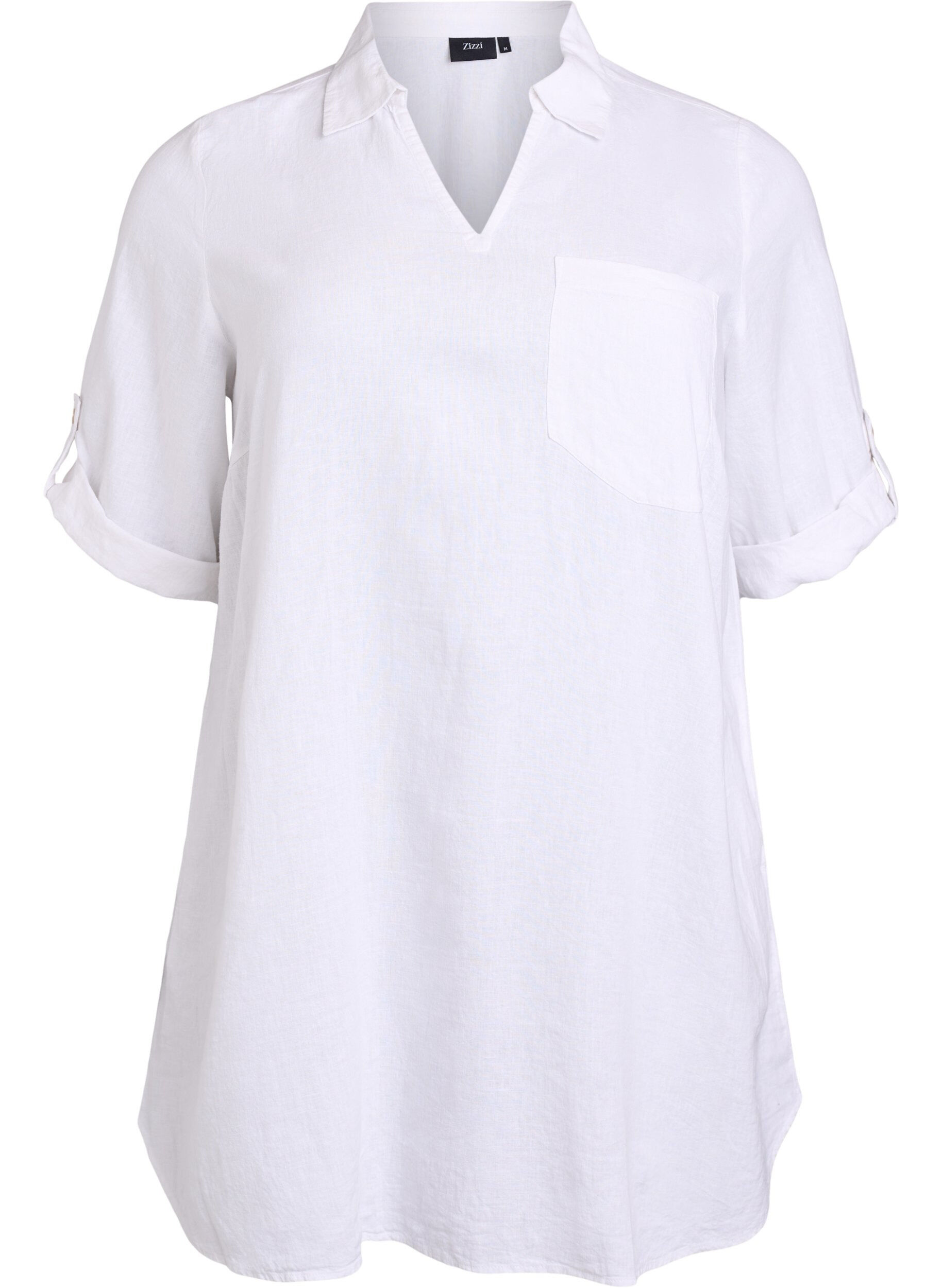 ZizzifashionLinen and viscose tunic with A-shape, White, Packshot image number 0